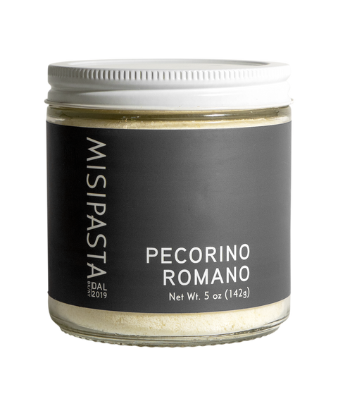 Jar of Misipasta Pecorino Romano on a white background